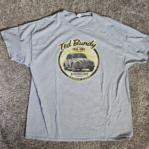 Ted Bundy Alcatraz East Crime Museum Gray 2XL Short Sleeve VW Beetle Tee